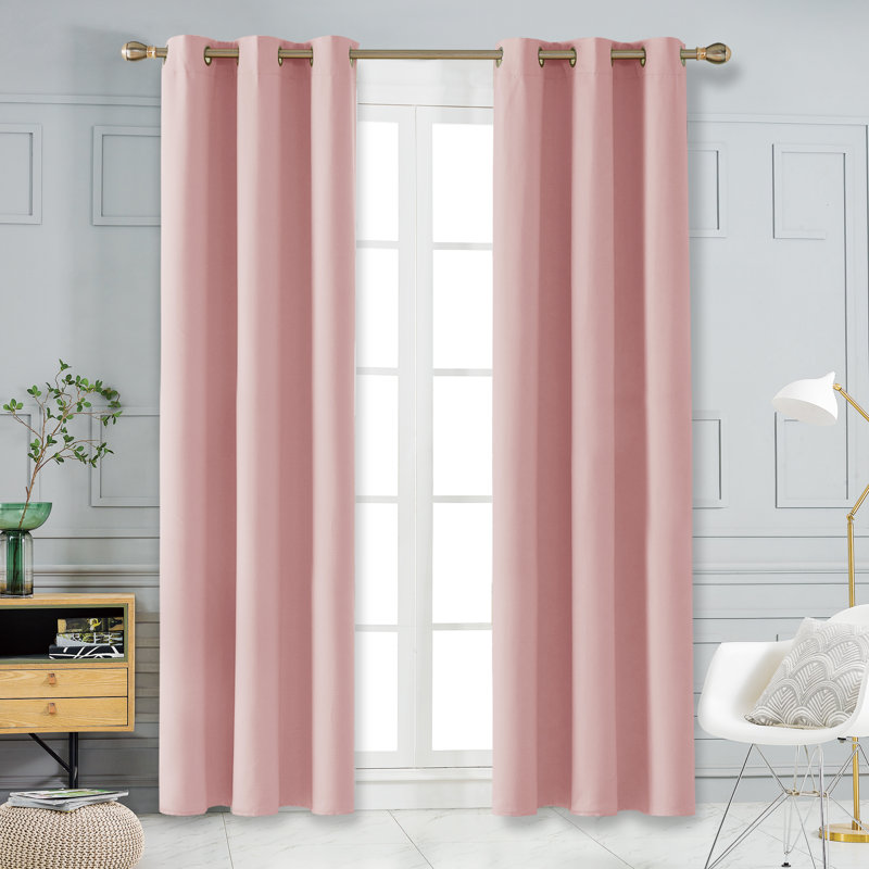 Lionel Room Darkening Curtain Single Panel, Coral Pink, 42" W x 63" L