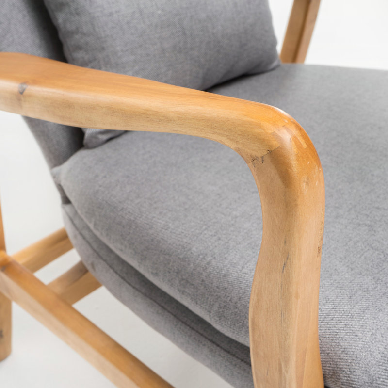 [Vidéo fournie] CHAISE CLUB, fauteuil club à structure en bois, gris