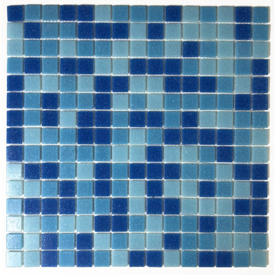 Carreau de mosaïque pour mur et plancher en verre bleu 3/4 po x 3/4 po Liguria