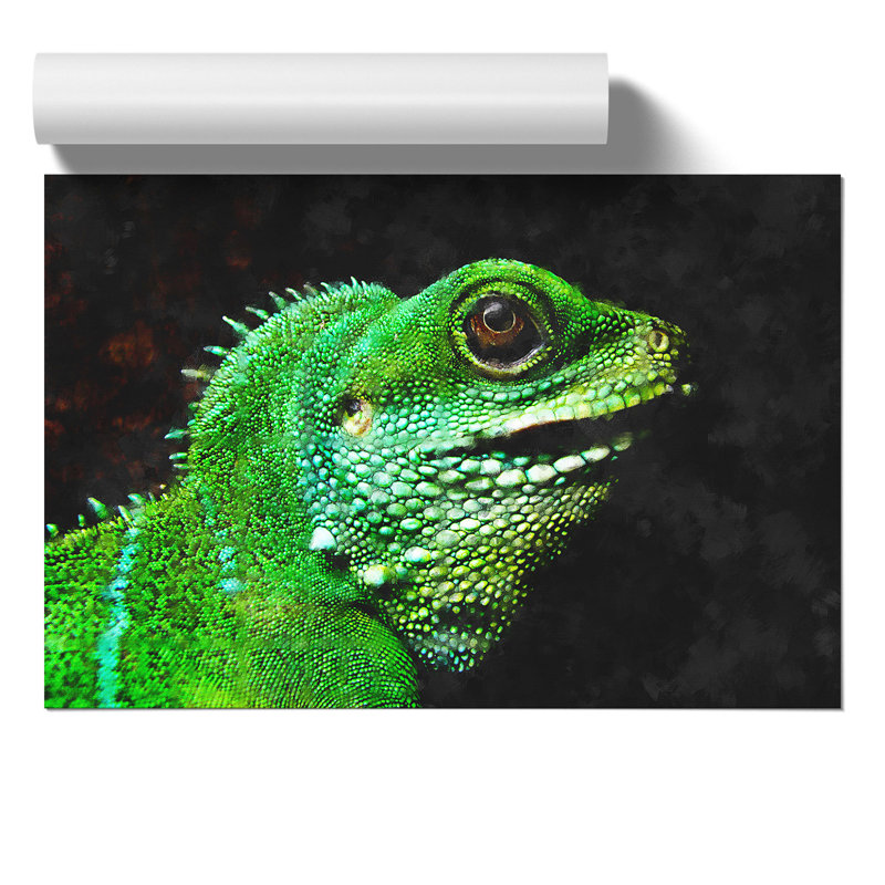 Iguana Lizard Painting - Frameless Print, 42cm H x 59cm W x 0.1cm D