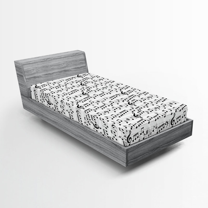 Ensemble de 2 draps-housse Ambesonne Music, Drap-housse simple très long