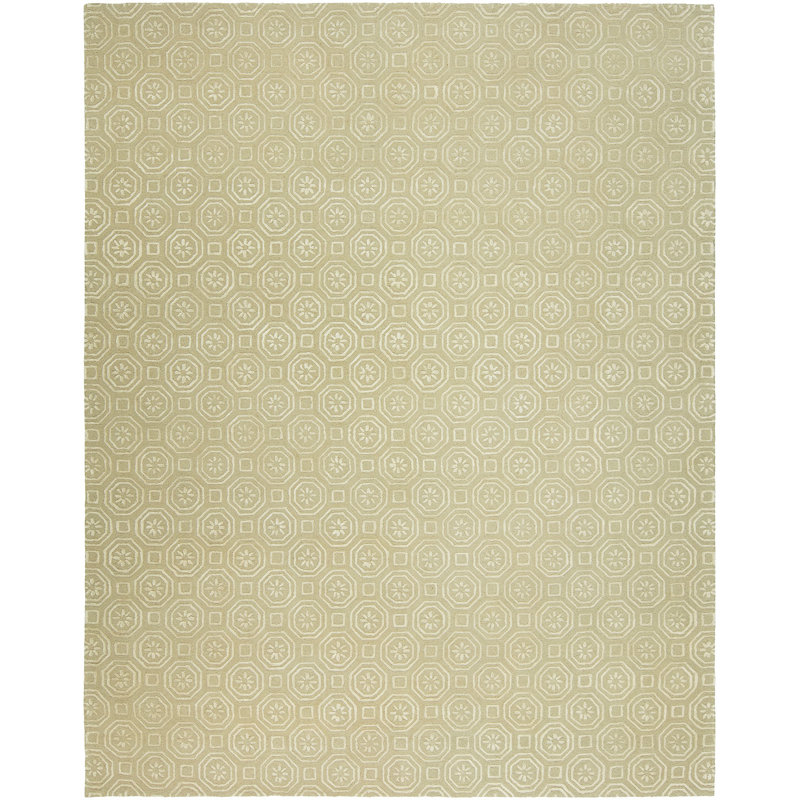 Wool Geometric Area Rug in Beige, Rectangle 8' x 10'