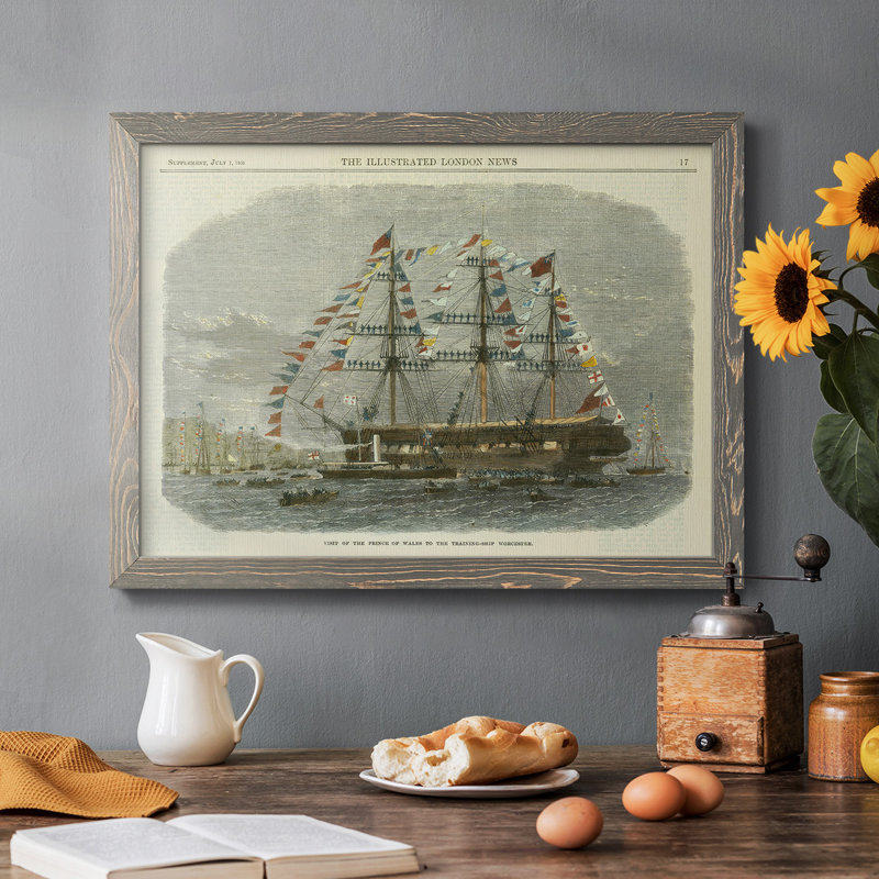 Antique Clipper Ship I, peinture sur toile encadrée, Gris, H 18 po x l 26 po x P 1,5 po
