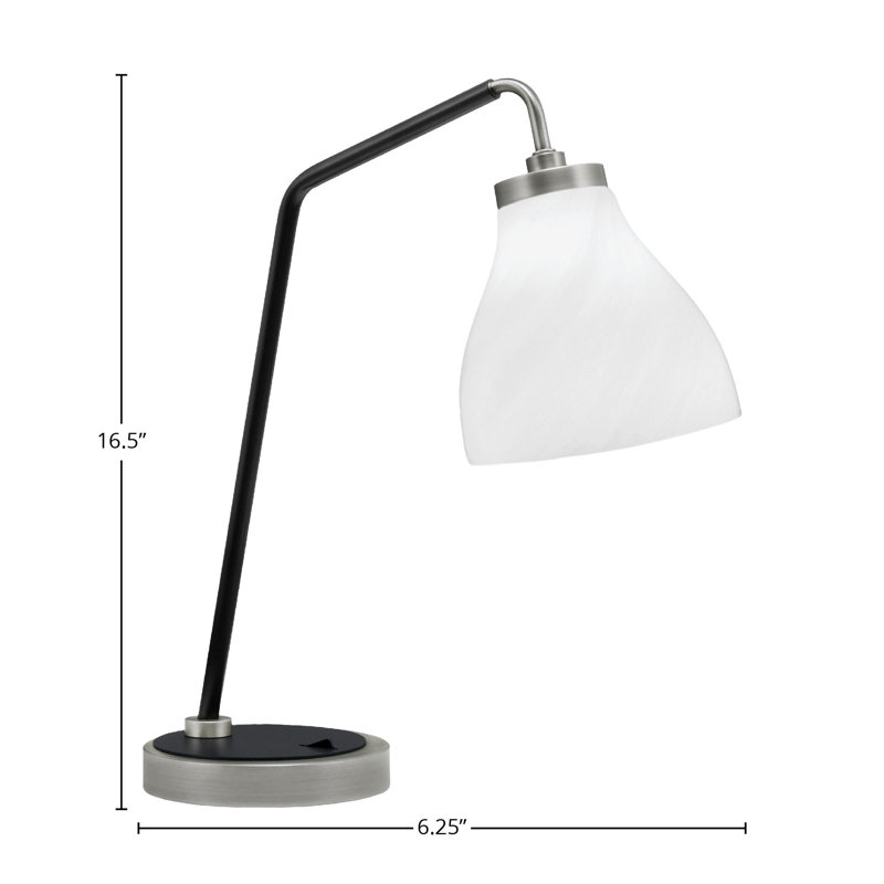 Lampe de bureau Arrowsic avec verre à bulles 6,25 po, Blanc, Graphite / noir mat