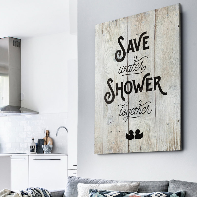 « save water », art textuel sur toile tendue, H 16 po x l 20 po x P 1,5 po