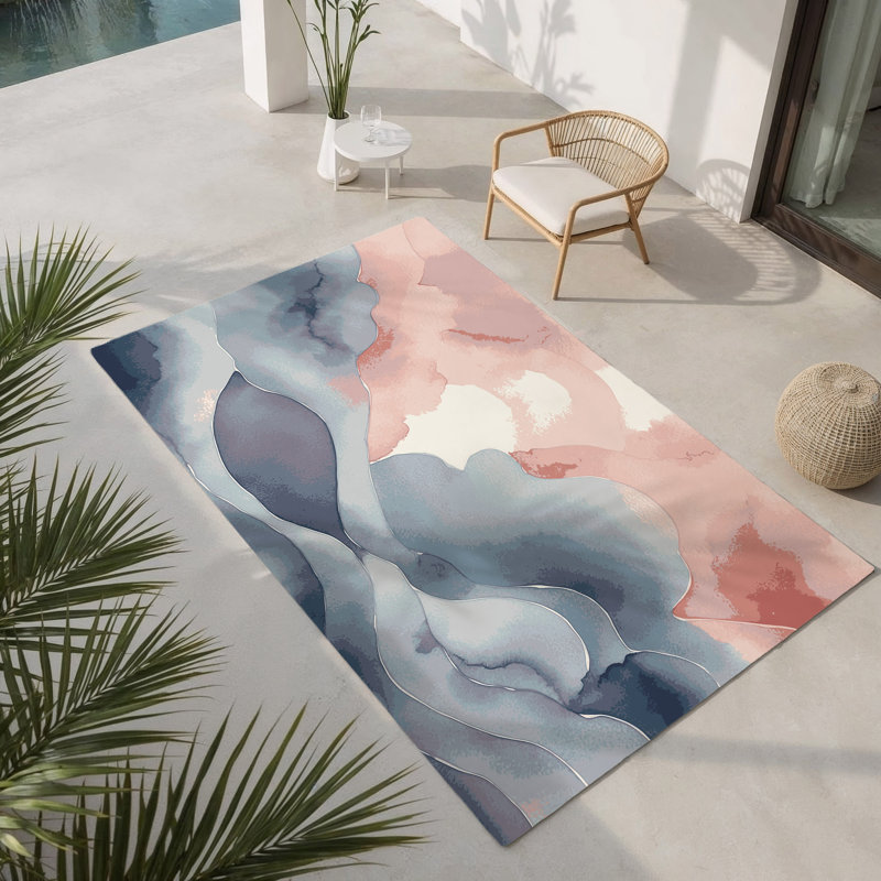 Aqua Horizon Indoor And Outdoor Area Rug, Rectangle 3' x 5'