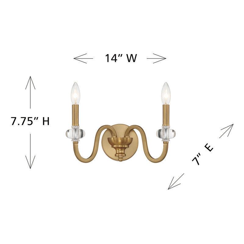 Kiea 2-Light Wall Sconce in Warm Brass
