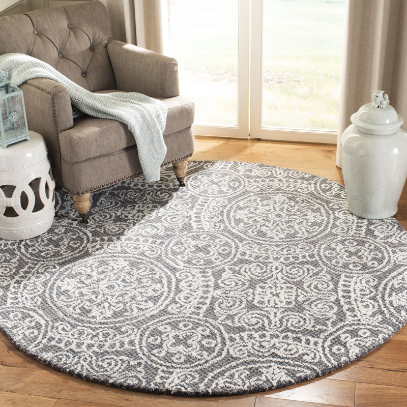 Sulema Hand Tufted Wool Ikat Rug, Round 6'