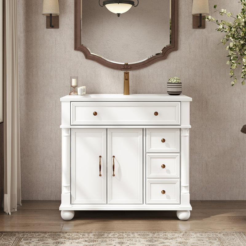 Meuble-lavabo 36 po avec lavabo Linsay, Blanc