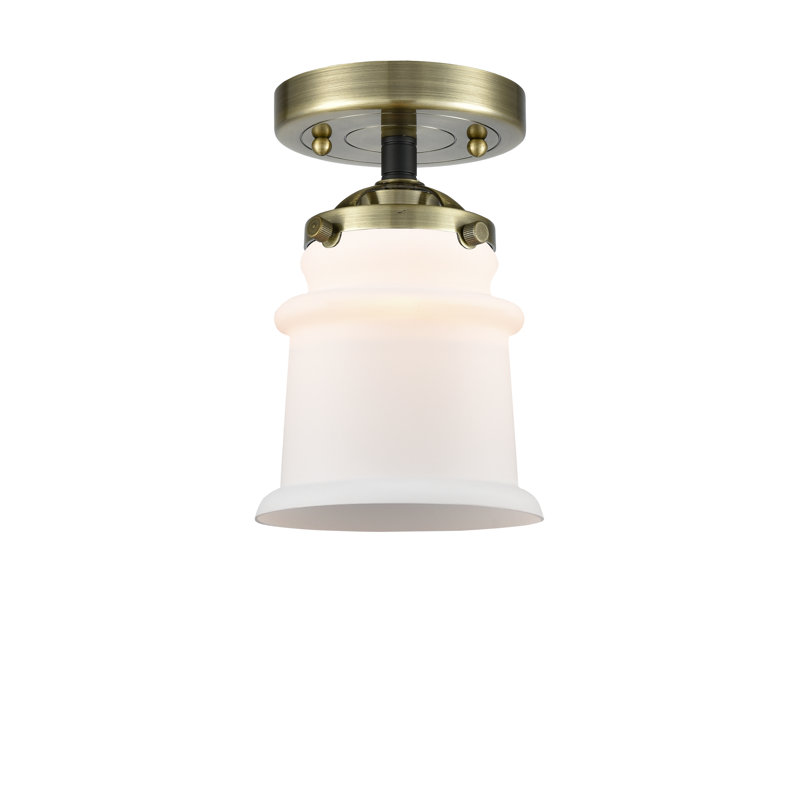 Alexandira Glass Semi Flush Mount, No Bulb Included, Matte White, Black Antique Brass