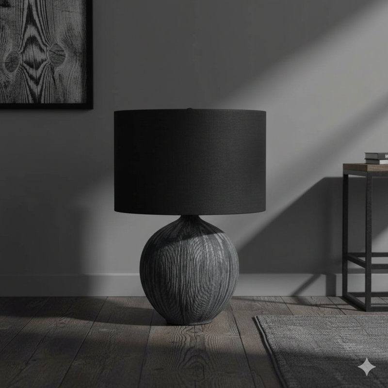 Lighting, 23"H, Table Lamp, Black Ceramic, Black Shade, Contemporary