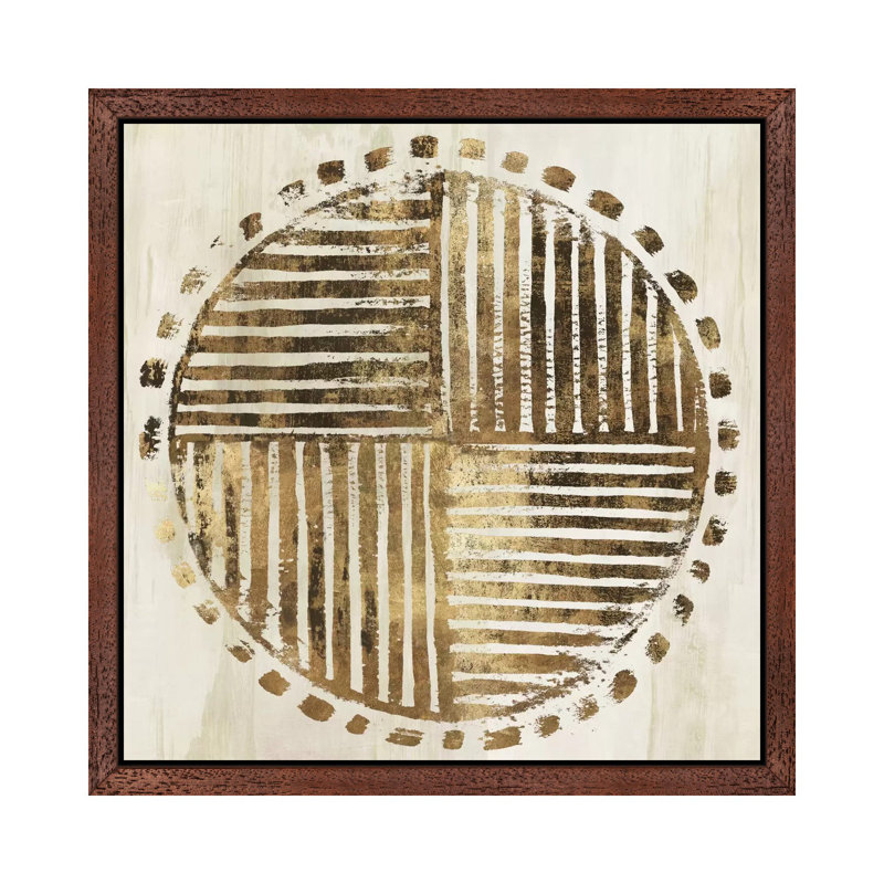 African Lines I by Eva Watts - Floater Frame Painting on Canvas, 45.72 cm H x 45.72 cm W, Brown Framed