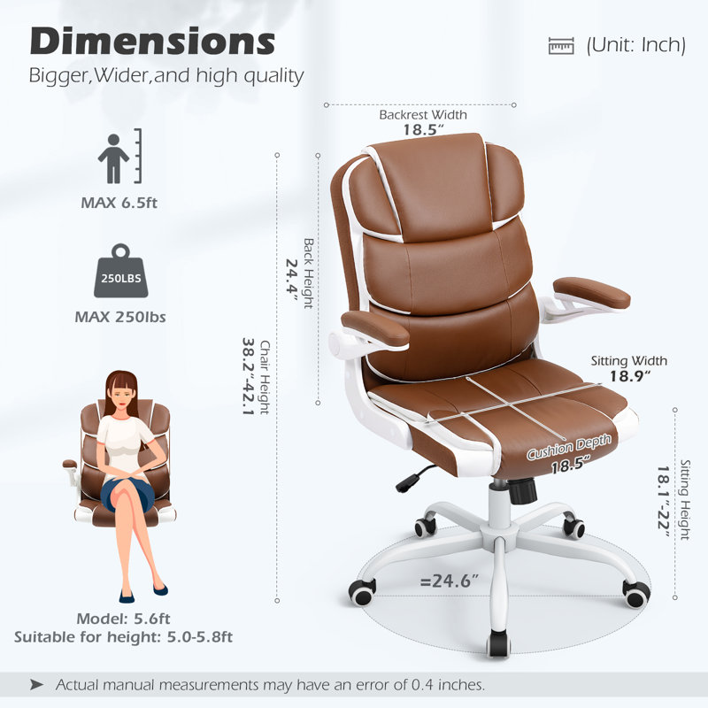 Elysabeth Leather Office Chair, Brown