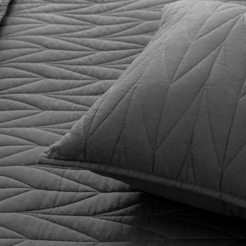 Cotton Quilt, G-dark Gray, Full/Queen + 2 Standard Shams