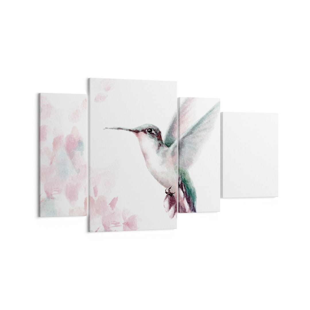 4-tlg. Leinwandbilder-Set Humming-Bird Watercolor Light