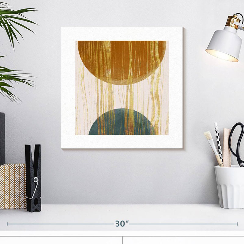 Avery Geometric Gold Drips I, 16" H x 16" W