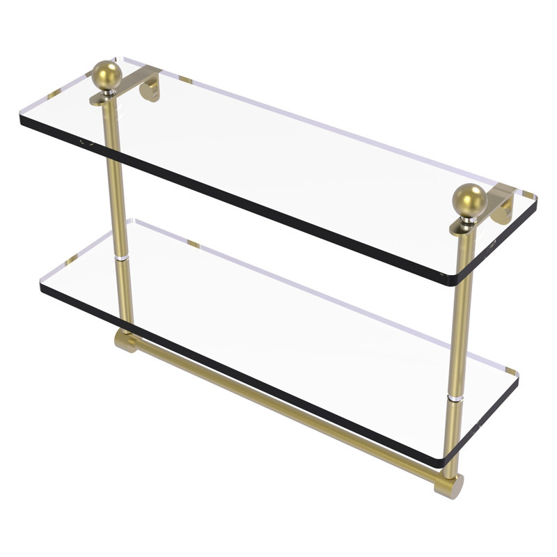 Tablette à 2 niveaux avec barre à serviettes Gober, 16 po, Laiton satiné