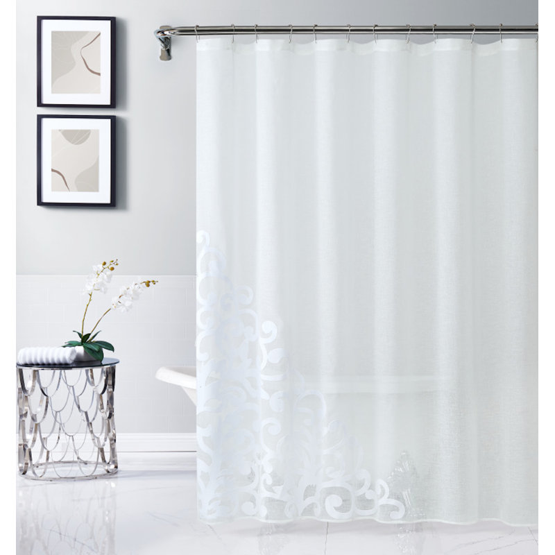 Rideau de douche simple en velours Sarbaugh, Blanc