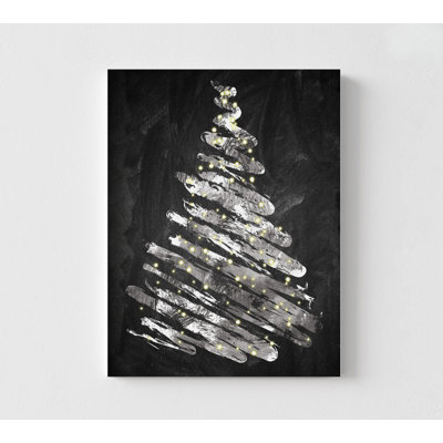Arbre de Noël artistique, impression sur fond de tableau, pin art déco, coups de pinceau, vacances de Noël, art mural, idée de cadeau pour un enseignant