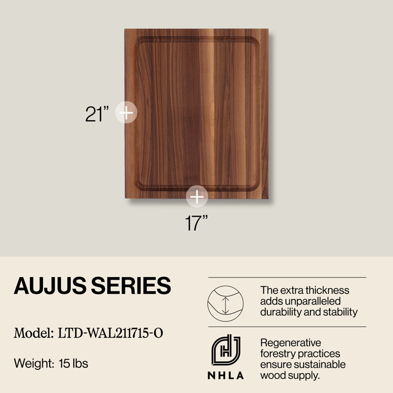 John Boos Reversible Cutting Board, 21.3"  x 19.4", Walnut