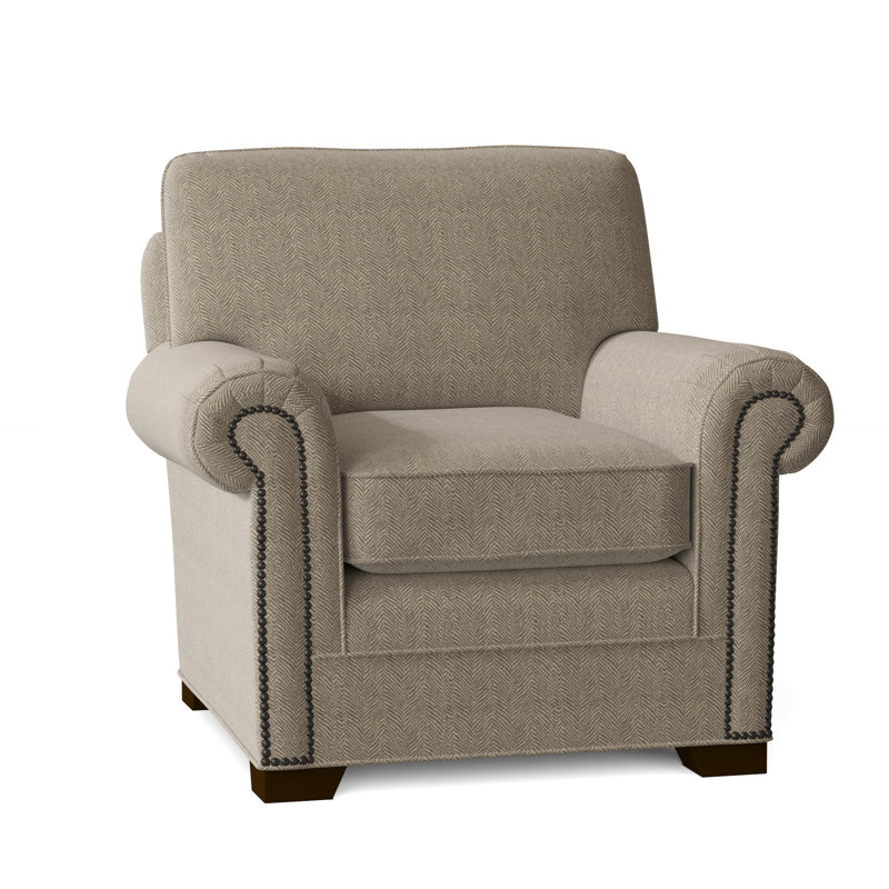 Fauteuil de 41 po de large Adrena, Non, Chenille performance taupe Beantown 21, Laiton foncé