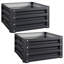 Ensemble de deux pots à fleurs surélevés carrés, en acier galvanisé gris neutre, L 23,5 po x l 23,5 po x H 12 po