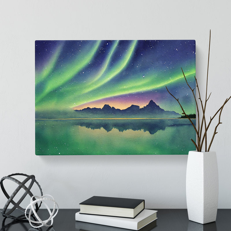 Northern Lights Watercolour Vol.5 - Wrapped Canvas, 50cm H x 76cm W x 3cm D