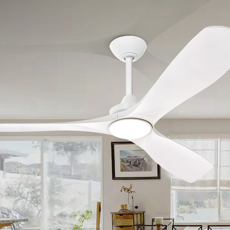 42'' White Ceiling Fan with LED lights with Remote APP, White, 42" L x 42" W