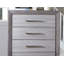 1pc Commode de style transitionnel, pieds en métal, glissières à billes, poignées de bar, finition grise