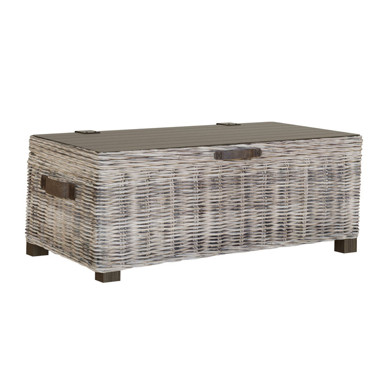 Aliyaha Handmade Kubu Rattan Coffee Table. Lift Top Ottoman Storage. Lined Interior.