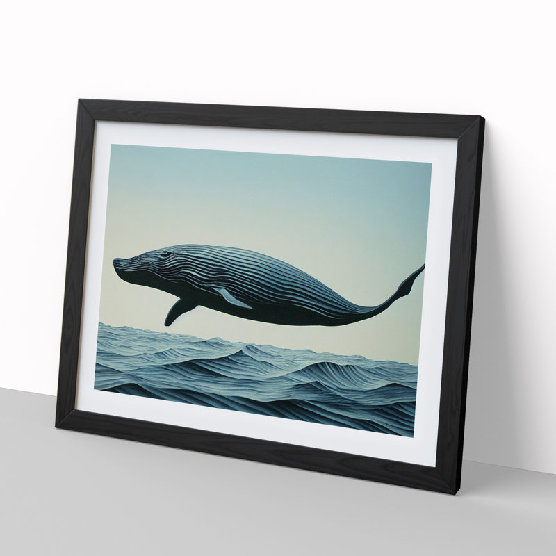 Modern Whale - Framed Print, Black Framed, 34cm H x 46cm W