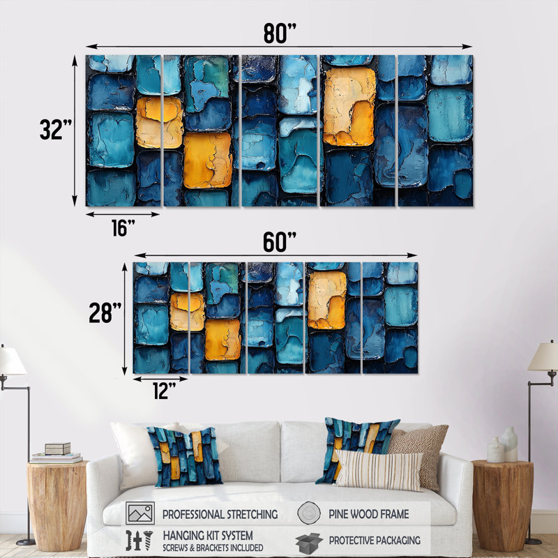 «Geometric Pulse Optic Art I» - Op Art Wall Decor - Art mural moderne, H 28 po x l 60 po, 5
