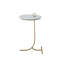 14" Carrara Stone Top Accent Table with Soft Gold Base