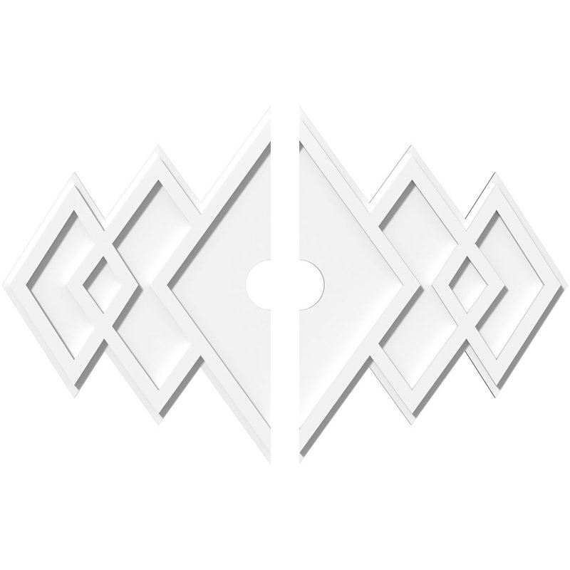 Médaillon de plafond contemporain en PVC de qualité architecturale, l 32 po x H 21 3/8 po x P 3 po x P 10 po x P 1 po