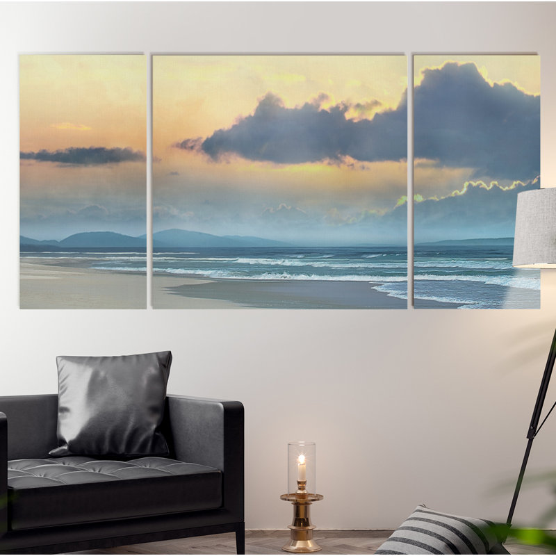 A Premium Blue Horizon - Ensemble de 3 reproductions sur toiles tendues, H 40 po x l 80 po x P 1,5 po