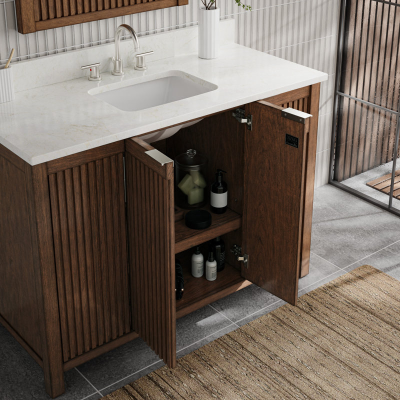 Through Lines 48" Single Bathroom Vanity, 8" Widespread, Brown