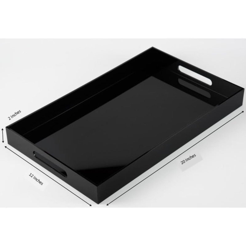 Acrylic Serving Tray With Handles Serving ,Appetizer,Breakfast,Butler-Kitchen Countertop Makeup Drawer Organizer Vanity Table Ottoman Decorative Tray