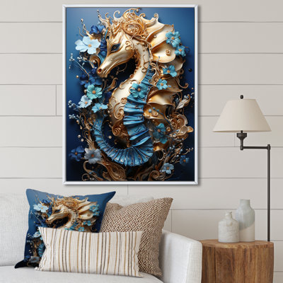 «Sapphire Seahorse Delicate Drips I», reproduction sur toile