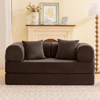 Adonia Foldable Three Person Corduroy Fabric Sofa Bed with High-Rebound Density Sponge