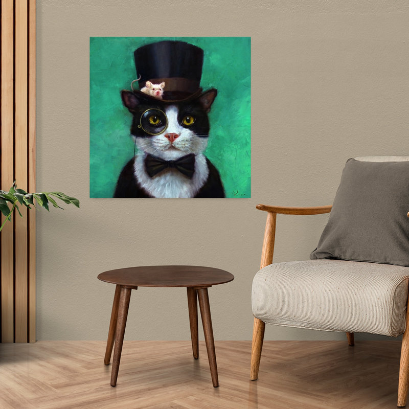 Art urbain contemporain de chat tuxedo, H 24 po x l 24 po