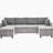 113.4" Sectional Sofa Pull-out Sofa Bed Versatile Sofa Sleeper with Large Storage Space, Two USB Ports and Two Cup Holders for Living Room, Grey-884508336
