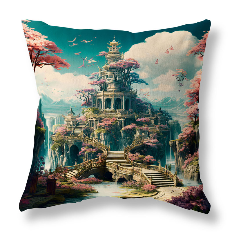 Coussin Wonderland Whispers, H 20 po x l 20 po, Vert / rose