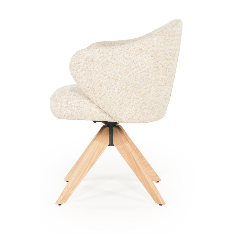 Connor Oak Accent Chair, Beige
