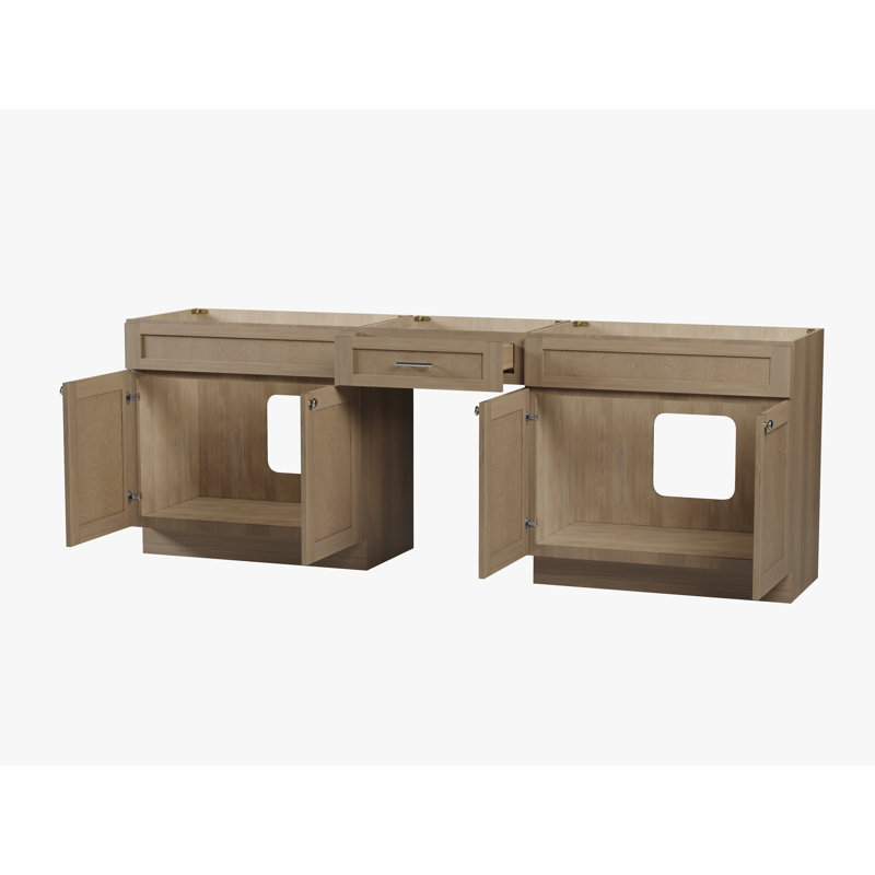 Ensemble de meuble-lavabo double 96 po Disar, Chêne naturel