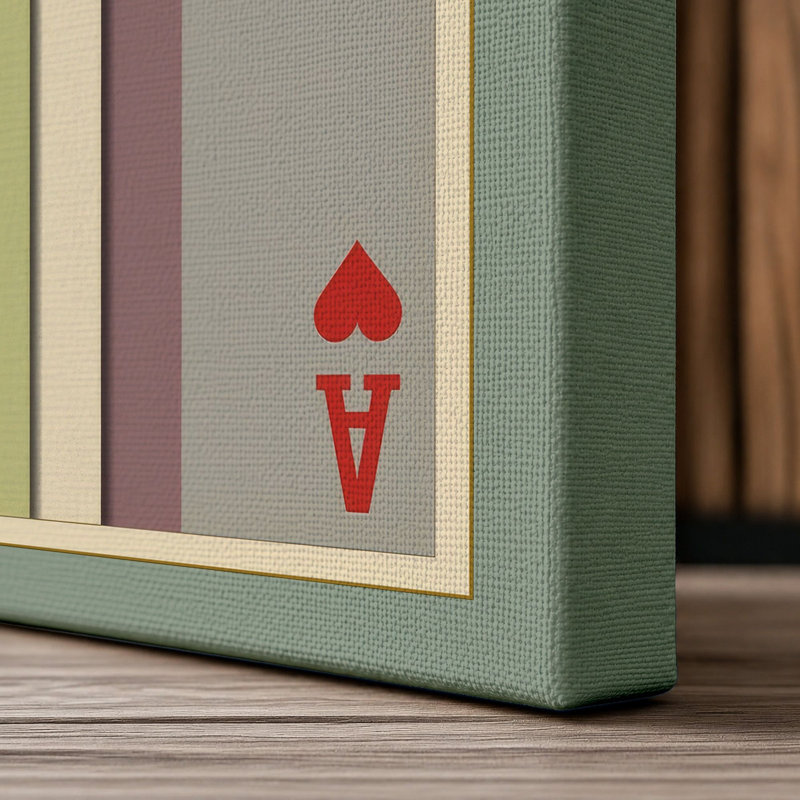 Striped Ace of Diamonds Geometric - Wrapped Canvas, 36x24 - 91.4 x 61.0 cm, Sage Border