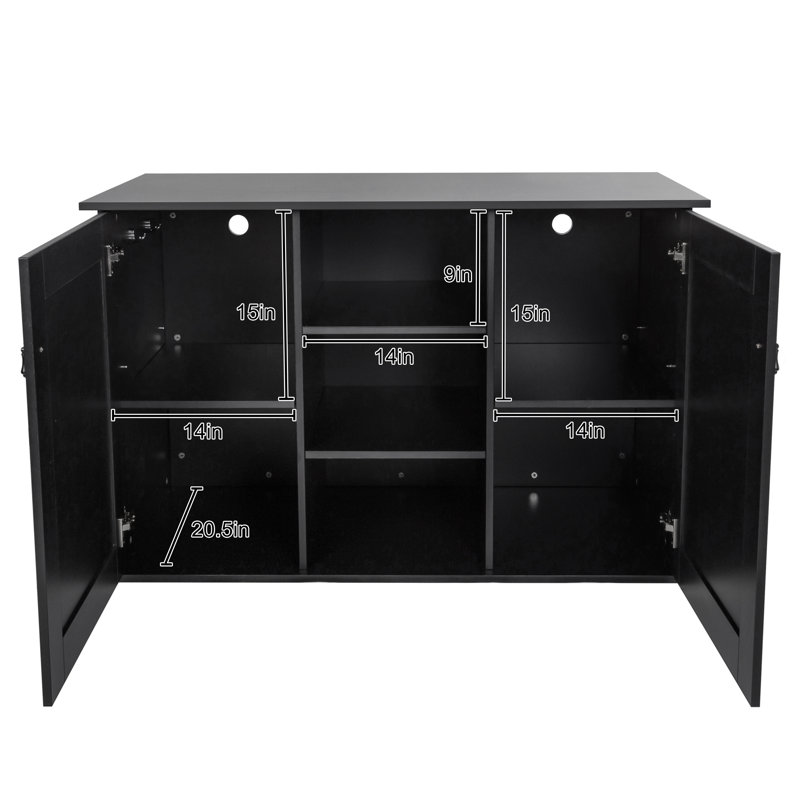 Black Wooden Cabinet with Adjustable Shelf for Large Reptile Terrarium