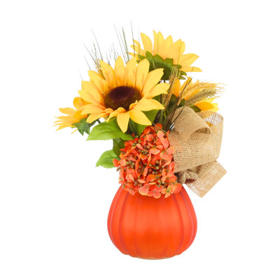 Fall Centerpiece with Sunflowers and Hydrangeas