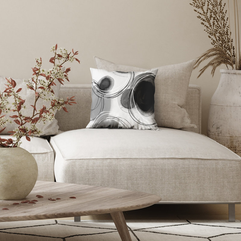 Americanflat Throw Pillow - Sewn-In Insert - Polyester - Abstract Design, Black/White, 20''H x 20''W