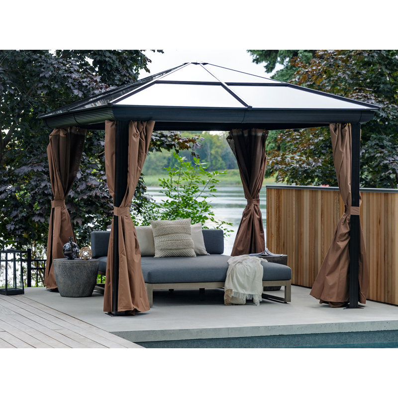 Venus - Gazebo 10x12 Toit de polycarbonate, 14 pi x 10 pi, Brun