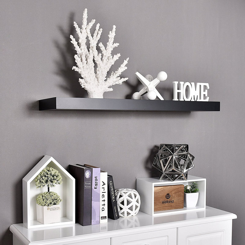 Himmelmann Floating Shelf, Black, 2" H x 24" W x 10" D